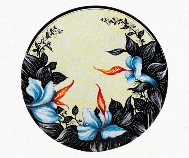 Blossom charm decor is a stunning design on a lava stone table.