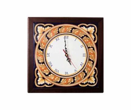 This is an enamel glazed Golden Leaves Ceramic Wall Clock.